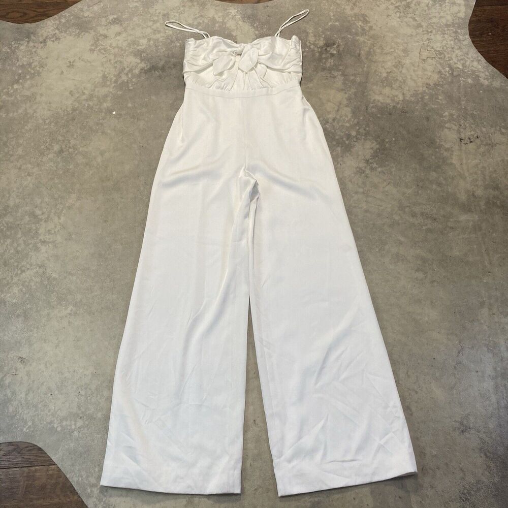 Rachel Zoe Jumpsuit Womens 8 White Bridgette Sleeveless Wide Leg‎ Day Party